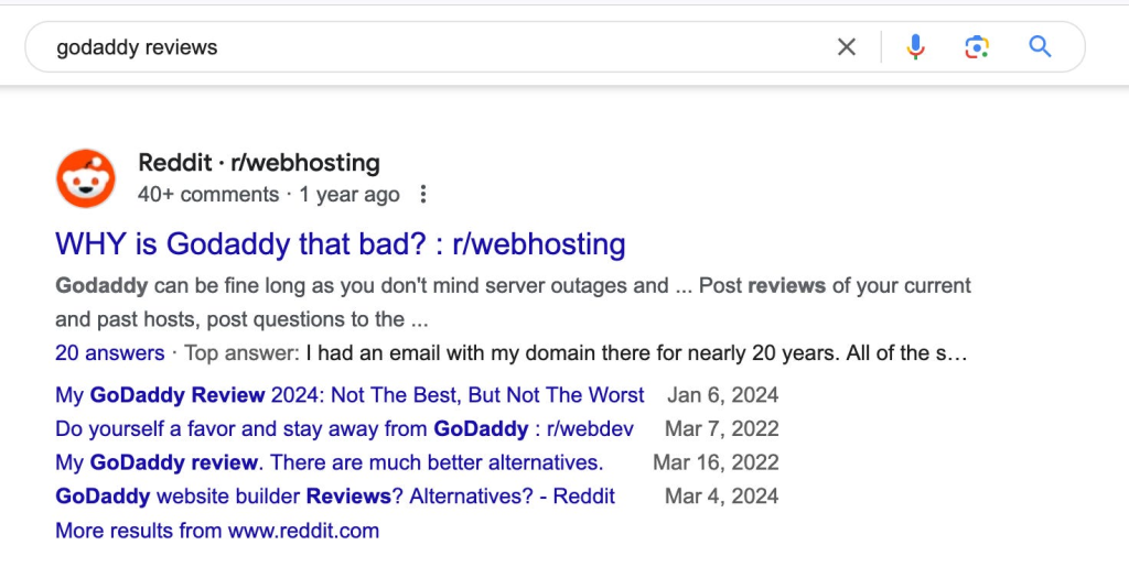 Reddit reccomendations thru Google