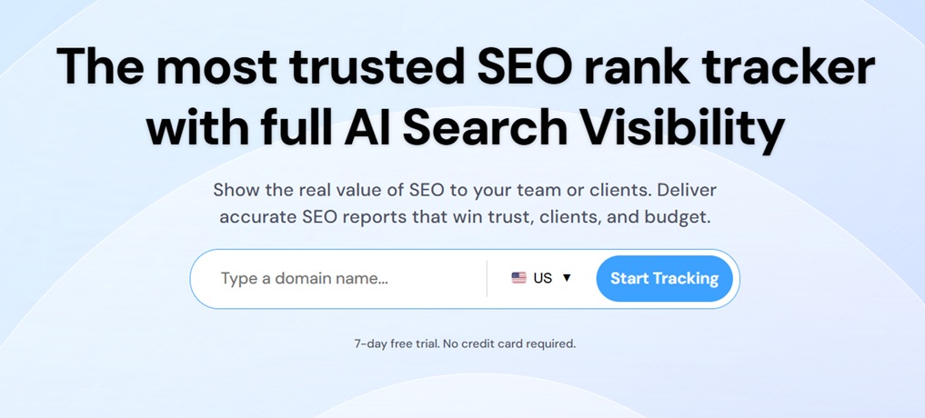 screenshot of the homepage of advanced web ranking