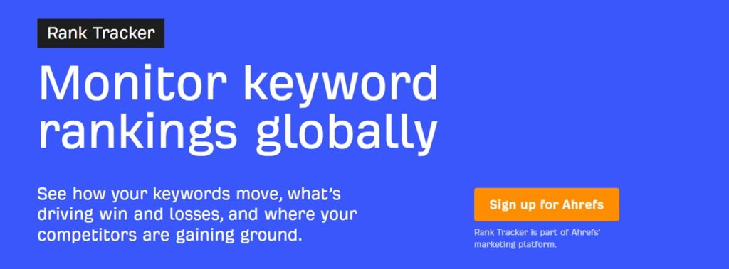 screenshot of the landing page of ahrefs brand tracker
