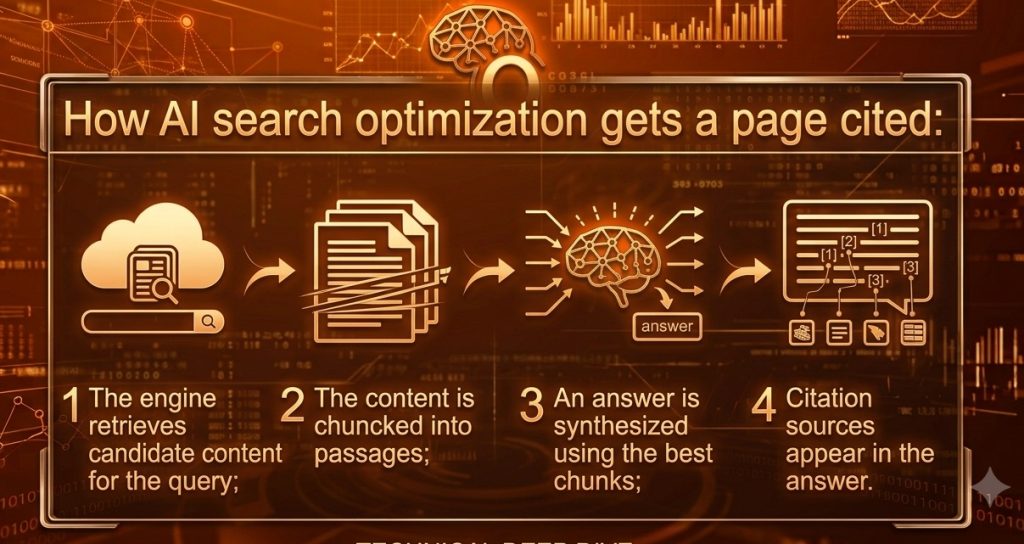how AI search optimization gets a page cited (in four steps)