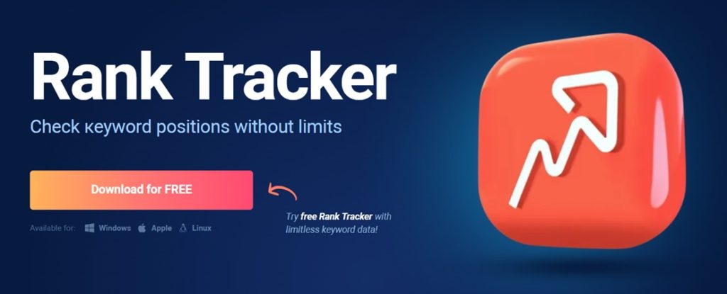 screenshot of the landing page of rank tracker by seo powersuite